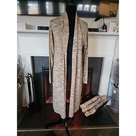 Logo By Lori Goldstein Sweater Womens Large Open Front Duster Length Pockets - Picture 1 of 7